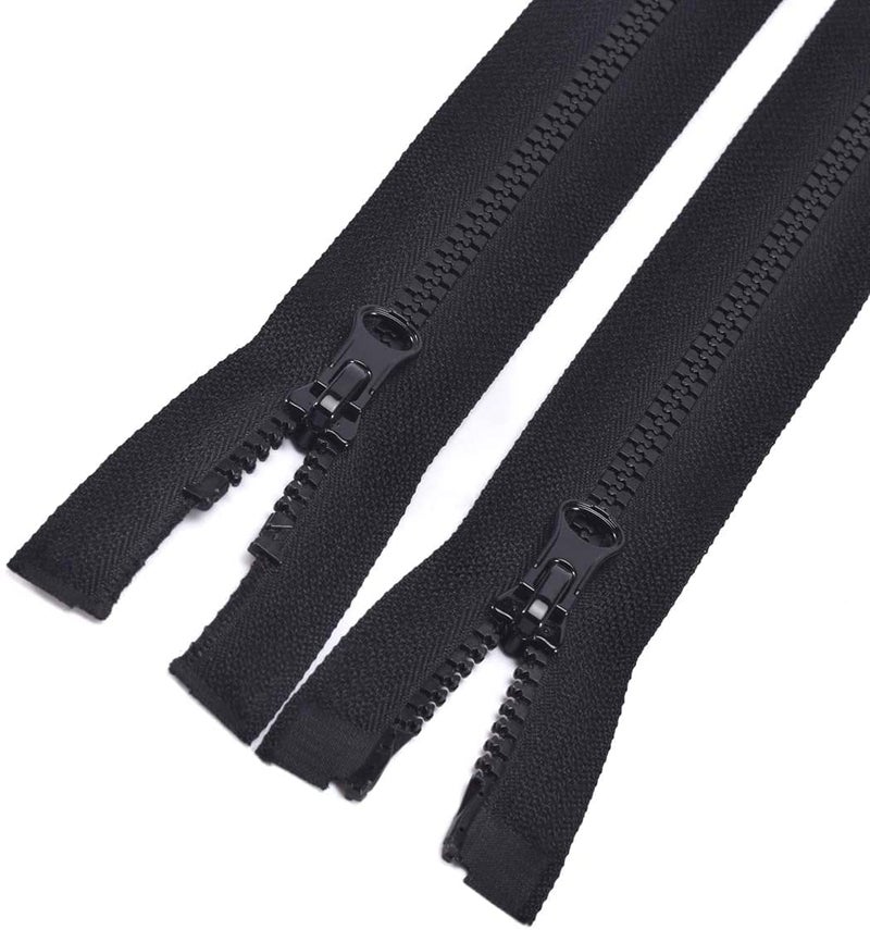 Wonesifee 5PCS #5 39 Inch Two Way Separating Large Plastic Zippers Black Tape with Double Pull Slider Heavy Duty Zippers for Sewing  Jacket  Sleeping Bag Tent 100cm (39"" 5pcs) - Image 5